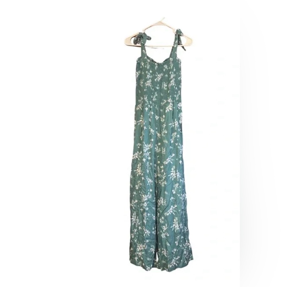 YIREH Green Floral Jumpsuit Ethically Made Pockets Pantsuit Feminine‎ Romper S